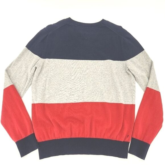 Tommy Hilfiger Logo Sweater Mens Size Medium Colorblock V Neck 90s Retro Preppy - Picture 3 of 7